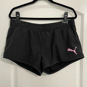 Puma Black Running Shorts Size Large With Pink Logo